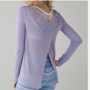 Lululemon Sunset Savasana Pullover II Open Back Sweater Heathered Lilac Size 4